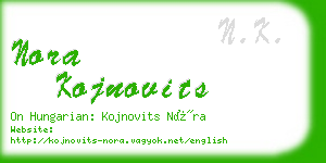 nora kojnovits business card